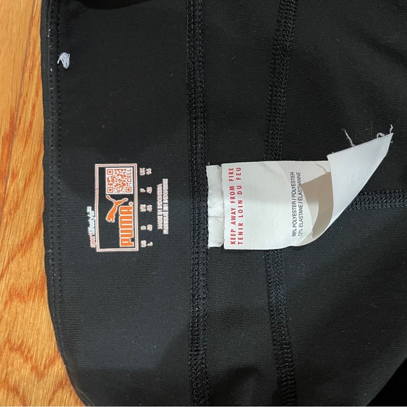 Puma Black Track Pants Straight Leg Pull On Logo Activewear Women Size L - Picture 3 of 3